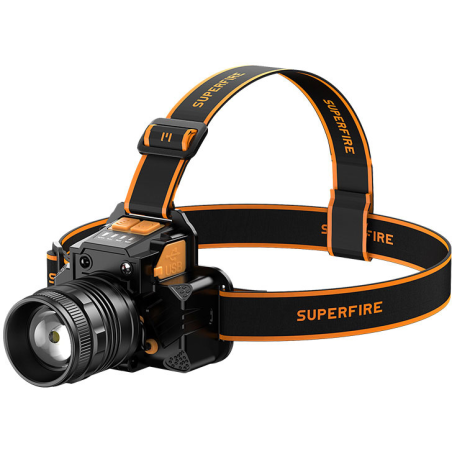 lanterna led pentru cap superfire hl58, zoom, 350lm, 230m, 2400mah, incarcare usb