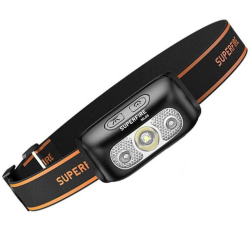 lanterna led pentru cap superfire hl05-d, lumina rosie, 110lm, 35m, 500mah, incarcare usb