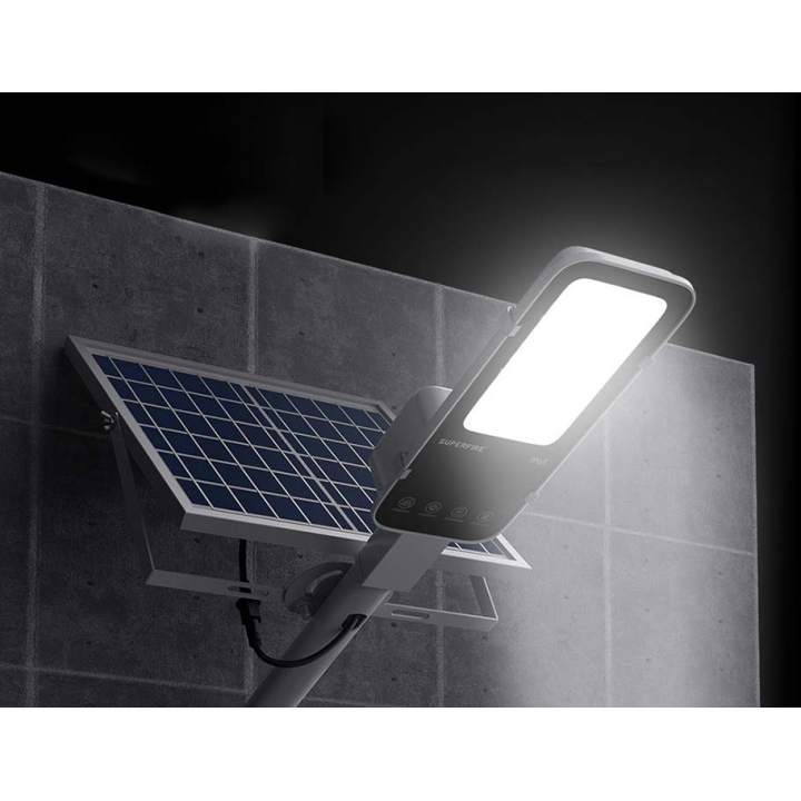 lampa solara stradala led superfire ff5-c, panou solar, telecomanda, 263w, 1200lm, 15000mah