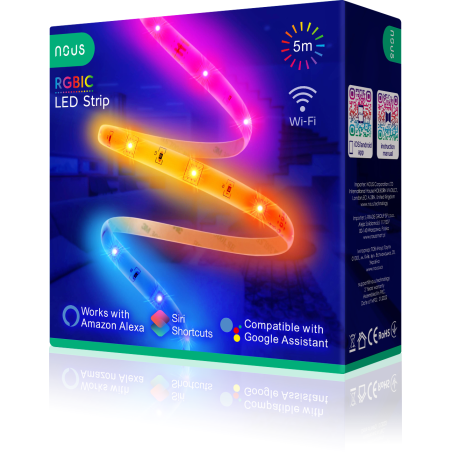 banda led nous wifi rgbic f4, 5m, smart, sincronizare muzica