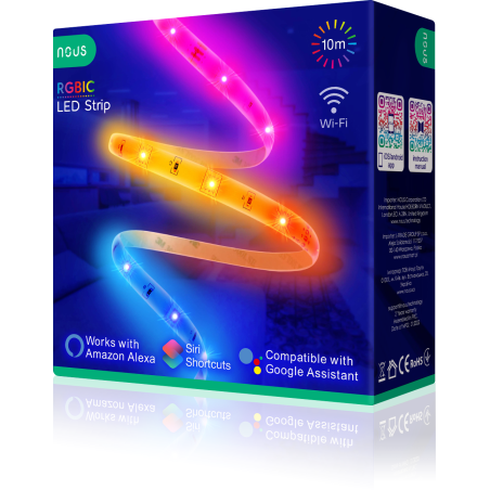banda led nous wifi rgbic f5, 10m, smart, sincronizare muzica