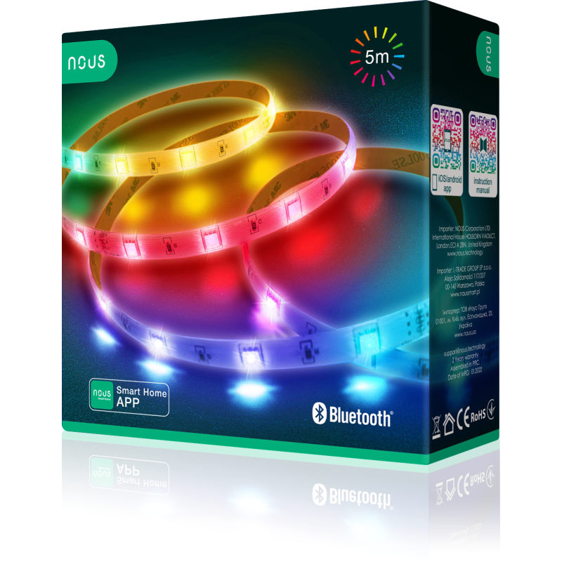 banda led nous rgb f6, 5m, bluetooth, control aplicatie banda led nous rgb f6, 5m, bluetooth, control aplicatie