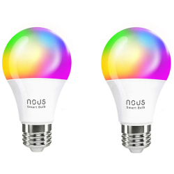 set 2 becuri led nous p3 rgb smart, e27, control din aplicatie