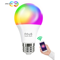 set 2 becuri led nous p3 rgb smart, e27, control din aplicatie