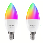 set 2 becuri led rgb smart nous p4, e14, control din aplicatie