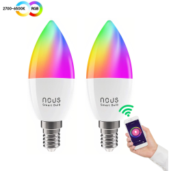 set 2 becuri led rgb smart nous p4, e14, control din aplicatie