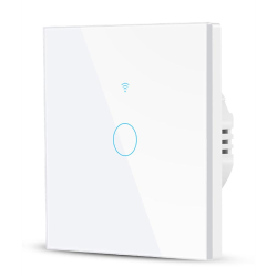 intrerupator smart cu touch rovo fn1c, 1 canal, sticla securizata, tuya, life smart, rf 433mhz, alexa si google assistant, fara 