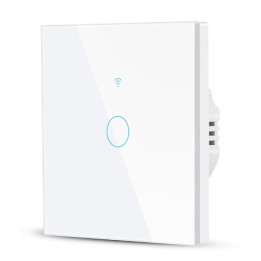 intrerupator smart cu touch rovo fn1c, 1 canal, sticla securizata, tuya, life smart, rf 433mhz, alexa si google assistant, fara 