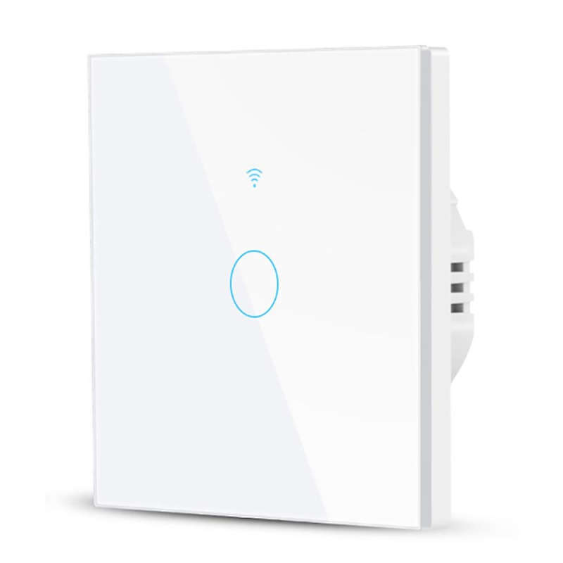 intrerupator smart cu touch rovo fn1c, 1 canal, sticla securizata, tuya, life smart, rf 433mhz, alexa si google assistant, fara 