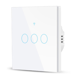 intrerupator smart cu touch rovo fn3c, 3 canale, sticla securizata, tuya, life smart, rf 433mhz, alexa si google assistant, fara