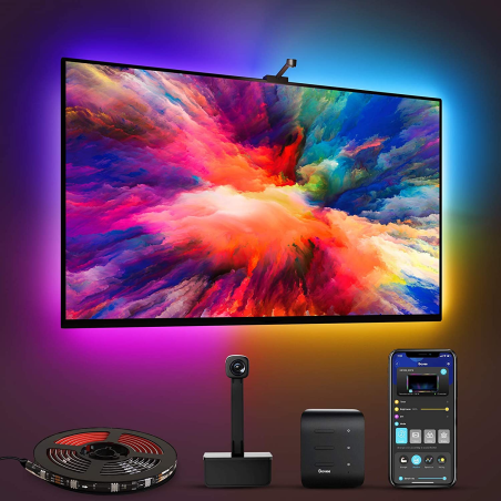 banda led govee dreamview t1 tv backlight wi-fi rgbic, camera colorsense 1080p hd, 75-85 inch