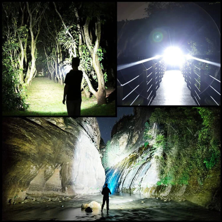 lanterna led superfire m20, 6000lm, 362m, incarcare usb-c, 72w, acumulator 10400mah