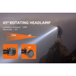 lanterna led pentru cap superfire hl23, 220lm, 120m, 800mah, lumina rosie, incarcare usb-c, control miscare