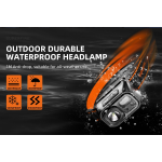 lanterna led pentru cap superfire hl23, 220lm, 120m, 800mah, lumina rosie, incarcare usb-c, control miscare