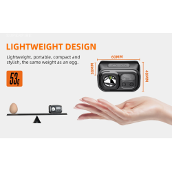 lanterna led pentru cap superfire hl23, 220lm, 120m, 800mah, lumina rosie, incarcare usb-c, control miscare