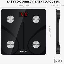 cantar de baie smart renpho cs20m, maxim 180kg, 13 masuratori, bmi, bmr imc, bluetooth, compatibil fitbit, apple health, google 