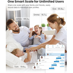 cantar de baie smart renpho 26m, maxim 180kg, 13 masuratori, bmi, bmr imc, bluetooth, compatibil fitbit, apple health, google fi