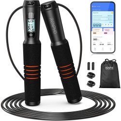 set coarda pentru sarit smart renpho q001, 4 moduri, bluetooth, analiza datelor in aplicatie, adulti, copii