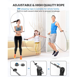 set coarda pentru sarit smart renpho q001, 4 moduri, bluetooth, analiza datelor in aplicatie, adulti, copii