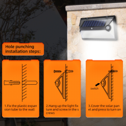 lampa solara de perete superfire ff6-d, 72w led, 360leduri,3 moduri, incarcare solara si senzor de miscare