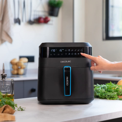 friteuza cu aer cald, fara ulei cecotec cecofry experience 6000, 1700w, 6l, control tactil, 9 programe presetate