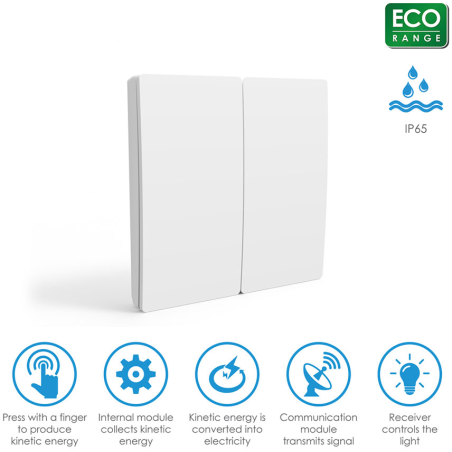 intrerupator wifi kinetic rovo es2254, 2 canale, ip67, rf 433mhz, cu revenire