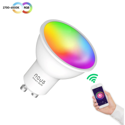 set 2 becuri led rgb smart nous p8, gu10, control din aplicatie