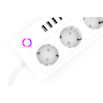 prelungitor smart rovo a26, wifi, 16a, 4 prize individuale, 4 usb tuya, alexa, google assistant,