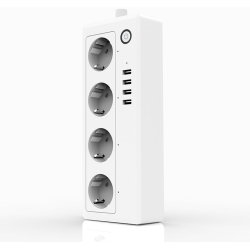 prelungitor smart rovo a26, wifi, 16a, 4 prize individuale, 4 usb tuya, alexa, google assistant,