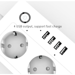 prelungitor smart rovo a26, wifi, 16a, 4 prize individuale, 4 usb tuya, alexa, google assistant,