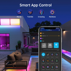 banda led profesionala govee h6172 rgbic, 10m, ip65, sincronizare muzica, wi-fi  bluetooth, exterior, google assistant  alexa