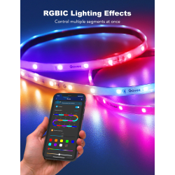 banda led profesionala govee h6172 rgbic, 10m, ip65, sincronizare muzica, wi-fi  bluetooth, exterior, google assistant  alexa