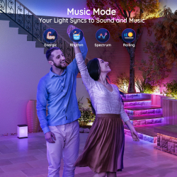 banda led profesionala govee h6172 rgbic, 10m, ip65, sincronizare muzica, wi-fi  bluetooth, exterior, google assistant  alexa