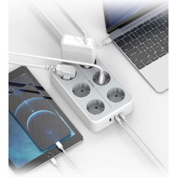 prelungitor tessan ts-303, 6 prize, 3 usb 3a, cablu 2m