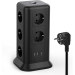 prelungitor tip turn tessan tps01, 11 prize, 3 usb 3.1a, cablu 2m, protectie la suprasarcina - negru