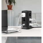 prelungitor tip turn tessan tps01, 11 prize, 3 usb 3.1a, cablu 2m, protectie la suprasarcina - negru