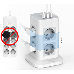 prelungitor tip turn tessan tps03, 8 prize, 3 usb 3a, cablu 2m, protectie la suprasarcina