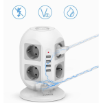 prelungitor tip turn tessan jw402, 8 prize, 4 usb 3.1a, cablu 2m, protectie la suprasarcina