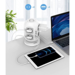 prelungitor tip turn tessan jw402, 8 prize, 4 usb 3.1a, cablu 2m, protectie la suprasarcina