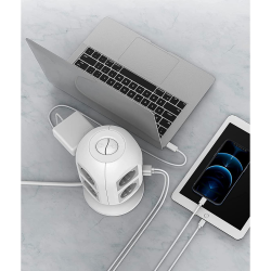 prelungitor tip turn tessan jw402, 8 prize, 4 usb 3.1a, cablu 2m, protectie la suprasarcina