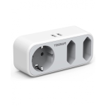 triplu stecher cu usb tessan ts-324, 16a, 2xusb 2.4a