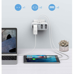 triplu stecher cu usb tessan ts-324, 16a, 2xusb 2.4a