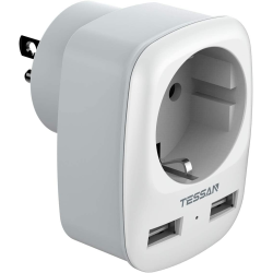 adaptor europe to usa tessan ts-611, eu - us, 2xusb - 2,4a, 10 a