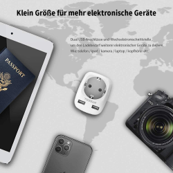 adaptor europe to usa tessan ts-611, eu - us, 2xusb - 2,4a, 10 a