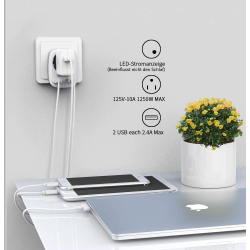 adaptor europe to usa tessan ts-611, eu - us, 2xusb - 2,4a, 10 a