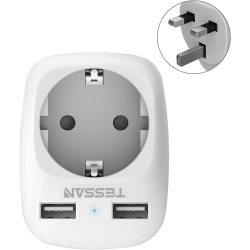adaptor europe to uk tessan ts-611, eu - uk, 2xusb - 2,4a, 10a
