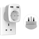 adaptor europe to uk tessan ts-611, eu - uk, 2xusb - 2,4a, 10a