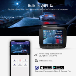 camera auto dvr azdome gs63h, 4k, wifi, gps, unghi 170  , wdr, g-sensor, mod parcare, filmare in bucla
