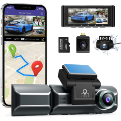 camera auto dvr azdome m550, tripla, 4k, wifi, gps, unghi 170  , wdr, g-sensor, mod parcare, card 64gb inclus