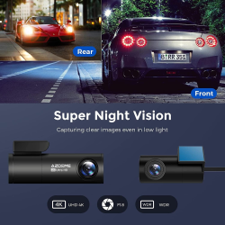 camera auto dvr azdome m300s, dubla, 4k + 1080p, 5ghz wifi, gps, unghi 170  , comanda vocala, card 64g inclus